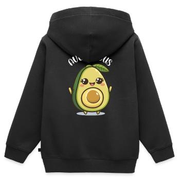 Cute little Avocado with the Text "Avolicious" - Kinder Premium Organic Zip Hoodie - Schwarz - Hinten - AI Model Kid Male (0cm)