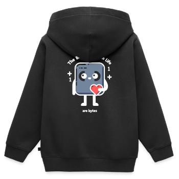 The Best Things in Life Are Bytes - Kids Premium Organic Zip-up Hoodie - black - Back - AI Model Kid Male (0cm)