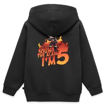 Kids Firefighter 5 Year Old Birthday Boy Theme - Kids Premium Organic Zip-up Hoodie - black - Back - AI Model Kid Male (0cm)