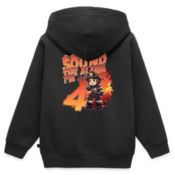 Kids Firefighter 4 Year Old Birthday Boy Theme - Kids Premium Organic Zip-up Hoodie - black - Back - AI Model Kid Male (0cm)