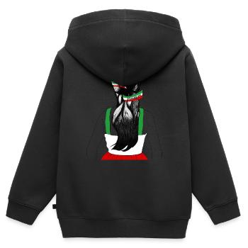 Iranische Flagge keine Hijab-Frau lockere Haarunterstützung - Kinder Premium Organic Zip Hoodie - Schwarz - Hinten - AI Model Kid Male (0cm)