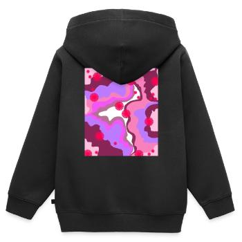 Retro-Druck - Kinder Premium Organic Zip Hoodie - Schwarz - Hinten - AI Model Kid Male (0cm)