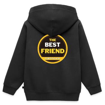 Certificat pour le meilleur ami du monde - Sweat Premium à capuche zippé enfant bio - noir - Dos - AI Model Kid Male (0cm)