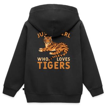 Girl Who Loves Tiger Tiger Animal Lover - Kids Premium Organic Zip-up Hoodie - black - Back - AI Model Kid Male (0cm)