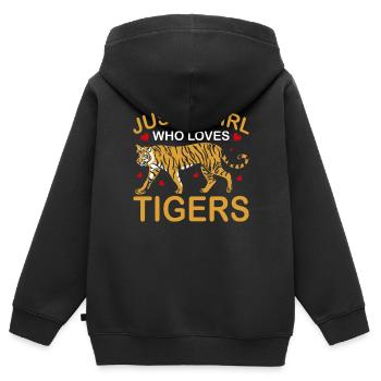 Girl Who Loves Tiger Tiger Animal Lover - Kids Premium Organic Zip-up Hoodie - black - Back - AI Model Kid Male (0cm)