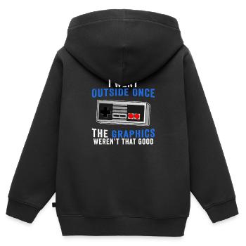 Ich ging einmal raus lustige Videospieler Witze spielen - Kinder Premium Organic Zip Hoodie - Schwarz - Hinten - AI Model Kid Male (0cm)