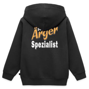 Ich bin Ärger Spezialist - Kinder Premium Organic Zip Hoodie - Schwarz - Hinten - AI Model Kid Male (0cm)