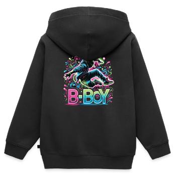 Breakdance Breakdancer Breakdance Enfants - Sweat Premium à capuche zippé enfant bio - noir - Dos - AI Model Kid Male (0cm)
