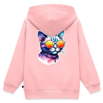 Katze oder Kätzchen - Niedlich - Sonnenbrille - Kinder Premium Organic Zip Hoodie - Rosa - Hinten - AI Model Kid Female (0cm)