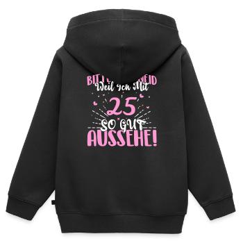 Bitte kein Neid weil ich mit 25 so gut aussehe! - Kinder Premium Organic Zip Hoodie - Schwarz - Hinten - AI Model Kid Male (0cm)
