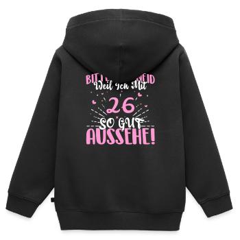 Bitte kein Neid weil ich mit 26 so gut aussehe! - Kinder Premium Organic Zip Hoodie - Schwarz - Hinten - AI Model Kid Male (0cm)