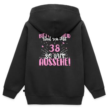 Bitte kein Neid weil ich mit 38 so gut aussehe! - Kinder Premium Organic Zip Hoodie - Schwarz - Hinten - AI Model Kid Male (0cm)