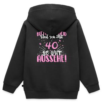 Bitte kein Neid weil mit 40 Jahren gut aussehe - Kinder Premium Organic Zip Hoodie - Schwarz - Hinten - AI Model Kid Male (0cm)