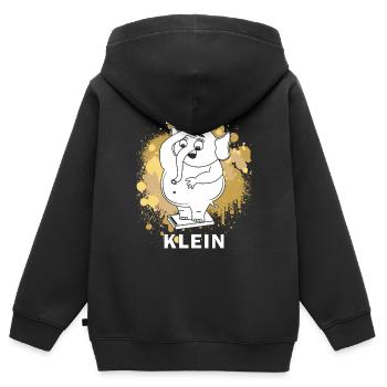 ABNEHMEN BIN ZU KLEIN - Kinder Premium Organic Zip Hoodie - Schwarz - Hinten - AI Model Kid Male (0cm)
