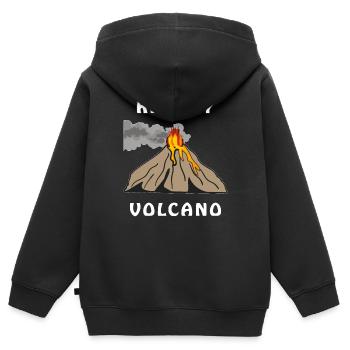 EMBRASSE MON VOLCAN - Sweat Premium à capuche zippé enfant bio - noir - Dos - AI Model Kid Male (0cm)
