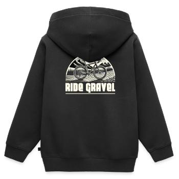 Roulez sur le gravier - Sweat Premium à capuche zippé enfant bio - noir - Dos - AI Model Kid Male (0cm)