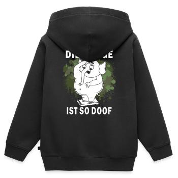 ABNEHMEN DIE WAAGE IST SO DOOF - Kinder Premium Organic Zip Hoodie - Schwarz - Hinten - AI Model Kid Male (0cm)
