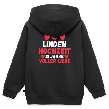 Ehe Lindenhochzeit 31 Jahre Verheiratet Hochzeitst - Kinder Premium Organic Zip Hoodie - Schwarz - Hinten - AI Model Kid Male (0cm)