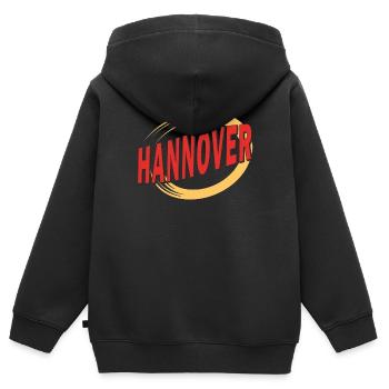 HANNOVER - Kinder Premium Organic Zip Hoodie - Schwarz - Hinten - AI Model Kid Male (0cm)