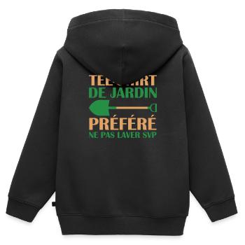 Tee Shirt De Jardin Préféré Ne Pas Laver Svp - Sweat Premium à capuche zippé enfant bio - noir - Dos - AI Model Kid Male (0cm)