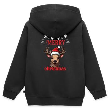 Deer Merry Christmas Santa Reindeer Hirsch - Kinder Premium Organic Zip Hoodie - Schwarz - Hinten - AI Model Kid Male (0cm)