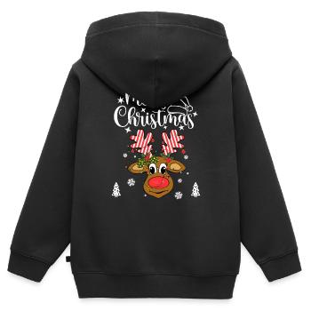 Deer Merry Christmas Santa Reindeer Hirsch - Kinder Premium Organic Zip Hoodie - Schwarz - Hinten - AI Model Kid Male (0cm)