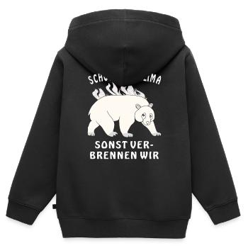 EISBÄR SCHÜTZT DAS KLIMA - Kinder Premium Organic Zip Hoodie - Schwarz - Hinten - AI Model Kid Male (0cm)