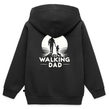 Le papa qui marche - Sweat Premium à capuche zippé enfant bio - noir - Dos - AI Model Kid Male (0cm)