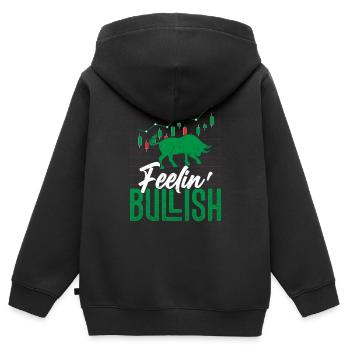 Feelin' Bullish Trader Investor Stock Market Tradi - Kinder Premium Organic Zip Hoodie - Schwarz - Hinten - AI Model Kid Male (0cm)