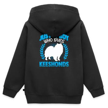 Junge der Wolfsspitz liebt Deutscher Spitz - Kinder Premium Organic Zip Hoodie - Schwarz - Hinten - AI Model Kid Male (0cm)