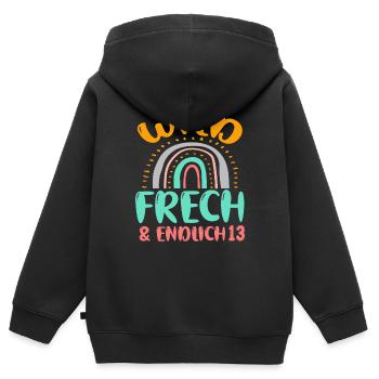 Kindergeburtstag T-Shirt Endlich Wild frech Feier - Kinder Premium Organic Zip Hoodie - Schwarz - Hinten - AI Model Kid Male (0cm)