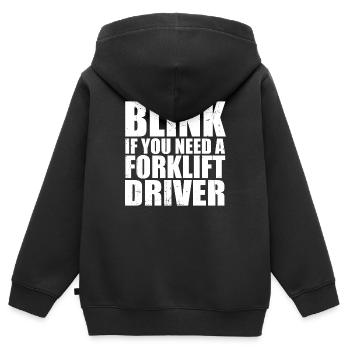 Blink If You Need A Forklift Operator Cool Forklif - Kids Premium Organic Zip-up Hoodie - black - Back - AI Model Kid Male (0cm)