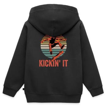Kickin' It Skateboard Skateur Skateboard - Sweat Premium à capuche zippé enfant bio - noir - Dos - AI Model Kid Male (0cm)