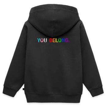 Gay Pride LGBTQ Soutien Funny LGBT Pride Month - Sweat Premium à capuche zippé enfant bio - noir - Dos - AI Model Kid Male (0cm)