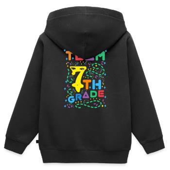 7THGrade - Sept Grades - Sept Niveleuses - Sweat Premium à capuche zippé enfant bio - noir - Dos - AI Model Kid Male (0cm)