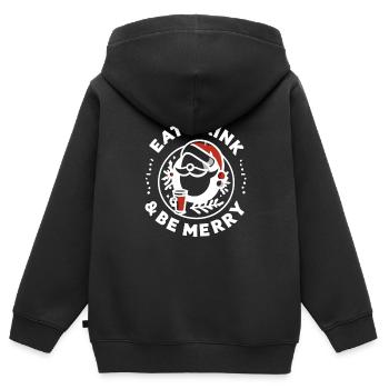 Essen, trinken und fröhlich sein - Kinder Premium Organic Zip Hoodie - Schwarz - Hinten - AI Model Kid Male (0cm)