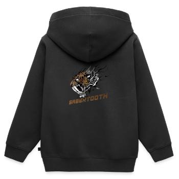 Fierce Sabertooth Tiger - Kids Premium Organic Zip-up Hoodie - black - Back - AI Model Kid Male (0cm)