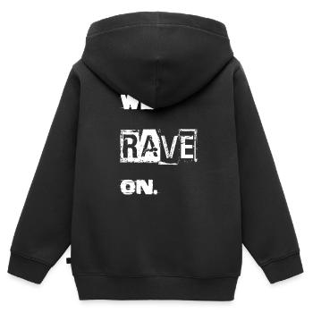 We Rave on. - Kinder Premium Organic Zip Hoodie - Schwarz - Hinten - AI Model Kid Male (0cm)