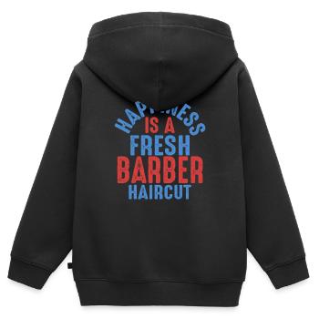 Le bonheur est une coupe de cheveux fraîche de Barbershop Bea - Sweat Premium à capuche zippé enfant bio - noir - Dos - AI Model Kid Male (0cm)