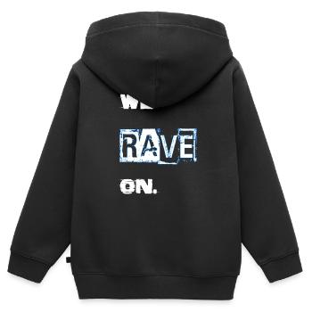 we Rave on. - Kinder Premium Organic Zip Hoodie - Schwarz - Hinten - AI Model Kid Male (0cm)