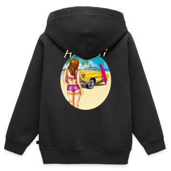 HAWAÏ - Sweat Premium à capuche zippé enfant bio - noir - Dos - AI Model Kid Male (0cm)