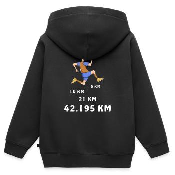 Faire du jogging - Sweat Premium à capuche zippé enfant bio - noir - Dos - AI Model Kid Male (0cm)