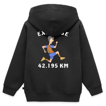 COUREUR D’EXERCICE - Sweat Premium à capuche zippé enfant bio - noir - Dos - AI Model Kid Male (0cm)