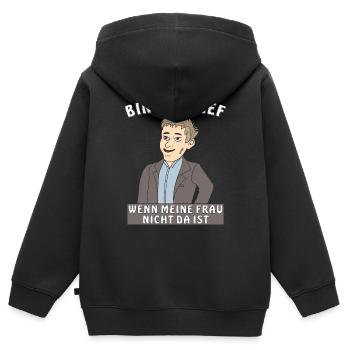 MANN BIN DER CHEF - Kinder Premium Organic Zip Hoodie - Schwarz - Hinten - AI Model Kid Male (0cm)