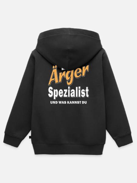 Bin Ärger Spezialist - Kinder Premium Organic Zip Hoodie - Schwarz