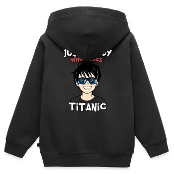 Titanic Ship Boys, die die RMS Titanic einfach lieben - Kinder Premium Organic Zip Hoodie - Schwarz - Hinten - AI Model Kid Male (0cm)