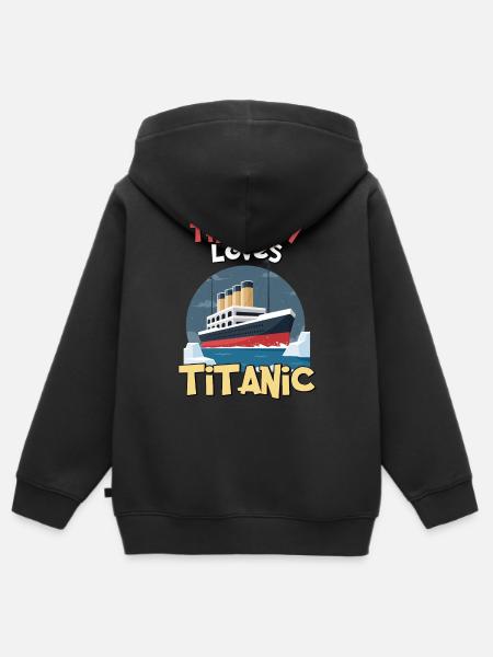 Titanic, questo ragazzo ama l'RMS Titanic - Premium børne zip-hættetrøje økologisk - sort