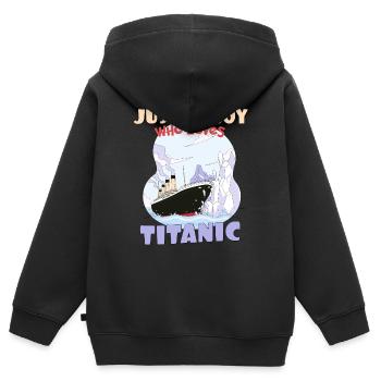 Les Titanic Ship Boys qui adorent le RMS Titanic - Sweat Premium à capuche zippé enfant bio - noir - Dos - AI Model Kid Male (0cm)