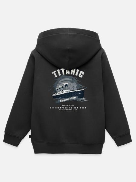 Vintage Titanic Lover Świąteczne prezenty urodzinowe - Premium børne zip-hættetrøje økologisk - sort