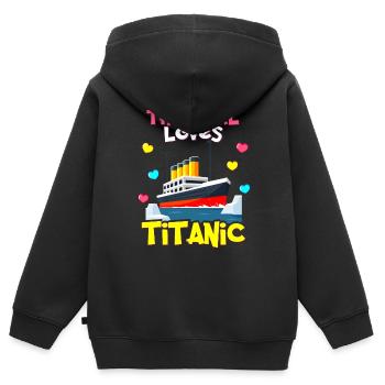 RMS Titanic cadeaux pour les filles Titanic amoureux navire - Sweat Premium à capuche zippé enfant bio - noir - Dos - AI Model Kid Male (0cm)